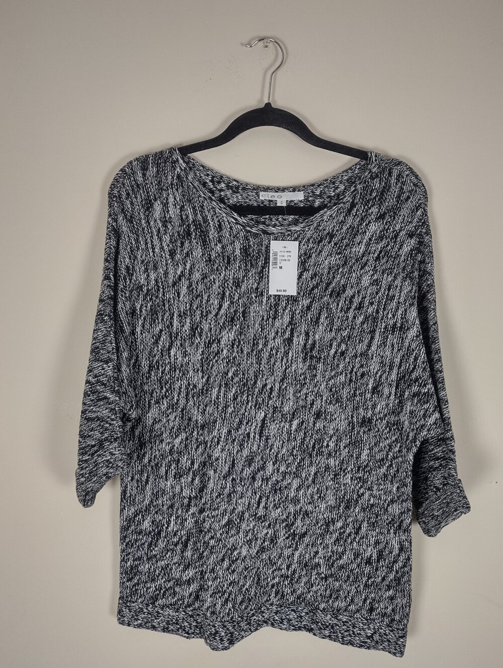 Cozy Black & White Marled Knit Sweater